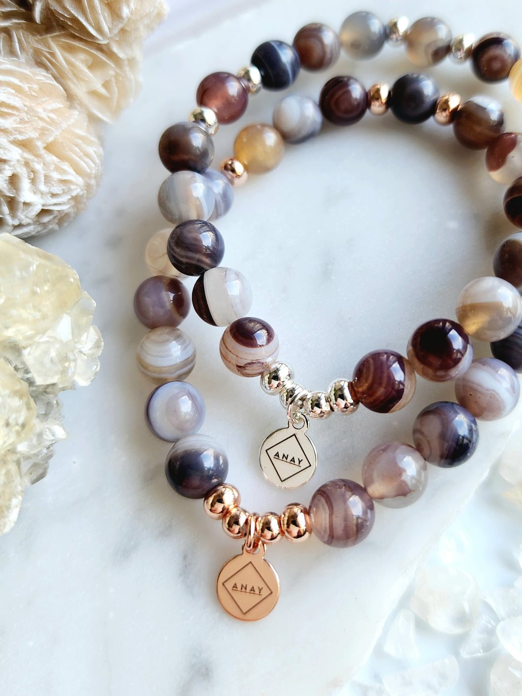 Agate's mesmerizing patterns bring harmony and calm, fostering balance within. Embrace its soothing energy in meditation, letting its gentle vibrations cleanse your mind and spirit, guiding you to inner peace. Each agate piece is a unique expression of Earth's beauty, not just an adornment but a path to spiritual enlightenment