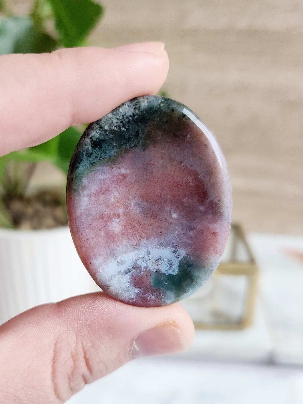 Fancy Agate Thumb Stone - 40mm