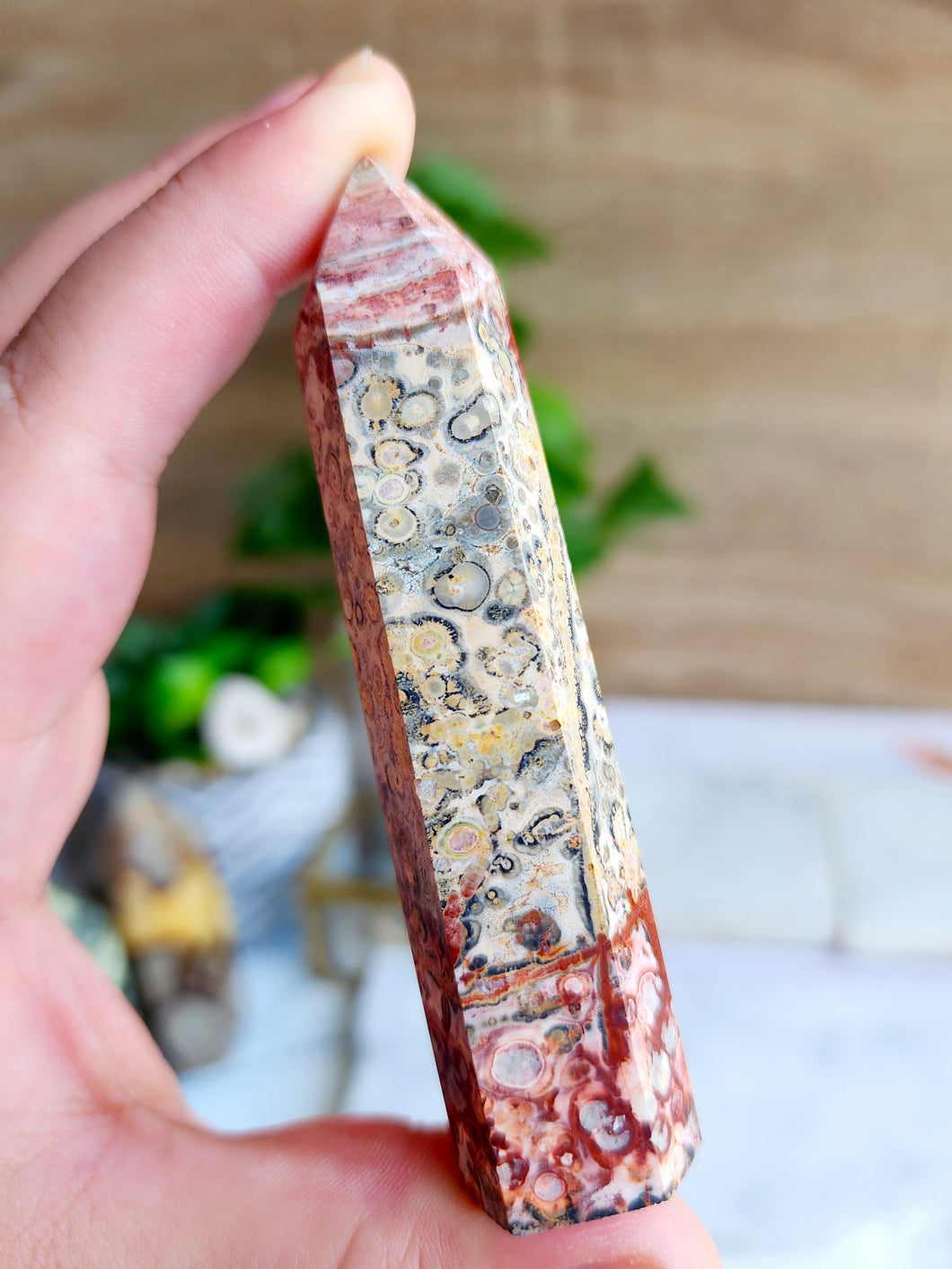  Discover Leopard Skin Jasper, a stone rooted in Earth's energy, igniting sensuality and confidence. Its captivating patterns promote stability and inner strength, deepening your connection to nature. Embrace its transformative power, radiating assurance as you navigate life's journey