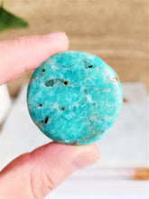 Load image into Gallery viewer, Amazonite with Smokey Quartz Palm Stone - 40mm
