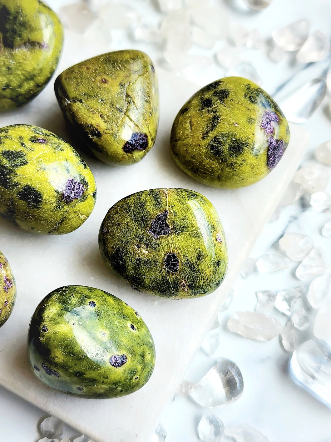 Atlantasit is a beautiful combination of Serpentine and Stichtite that has soothing energies to help you balance emotions and stay grounded