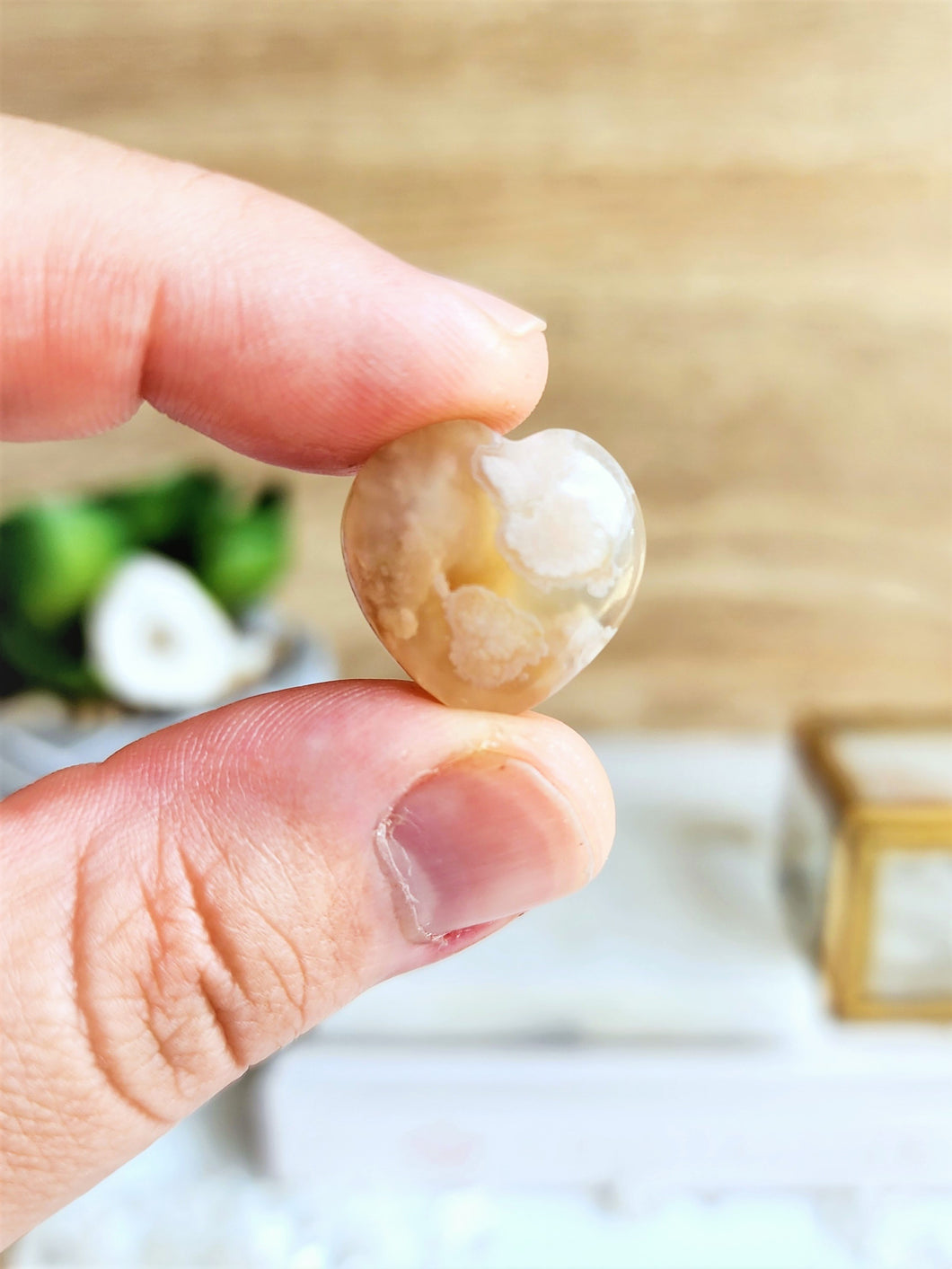 Flower Agate Heart Mini - 20mm