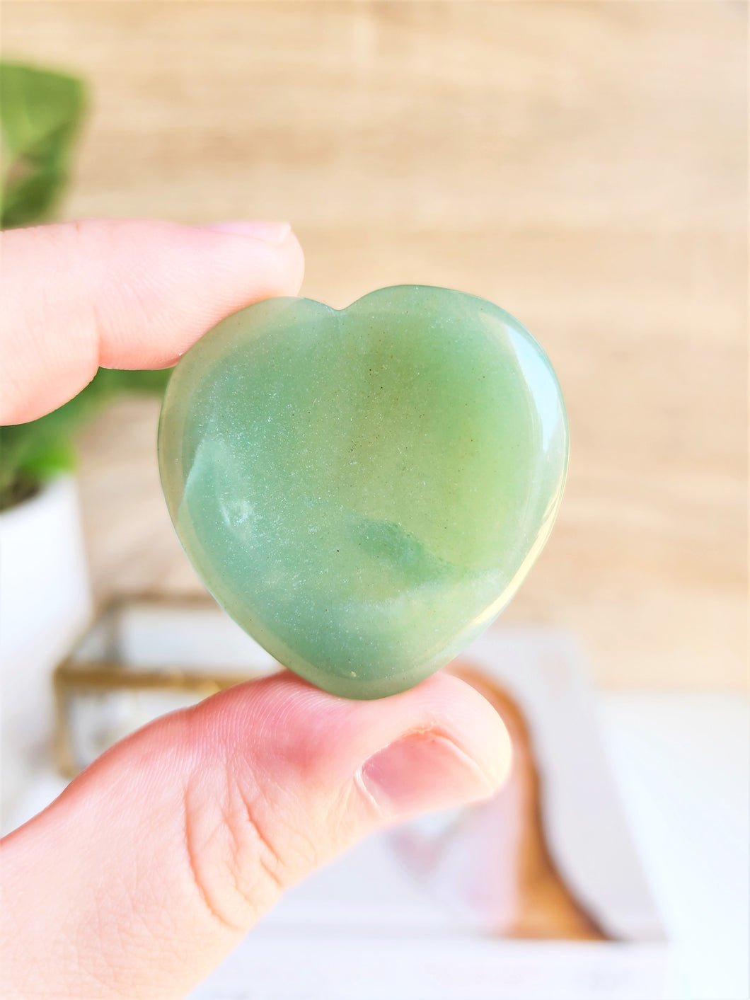 Green Aventurine Heart Thumb Stone - 40mm