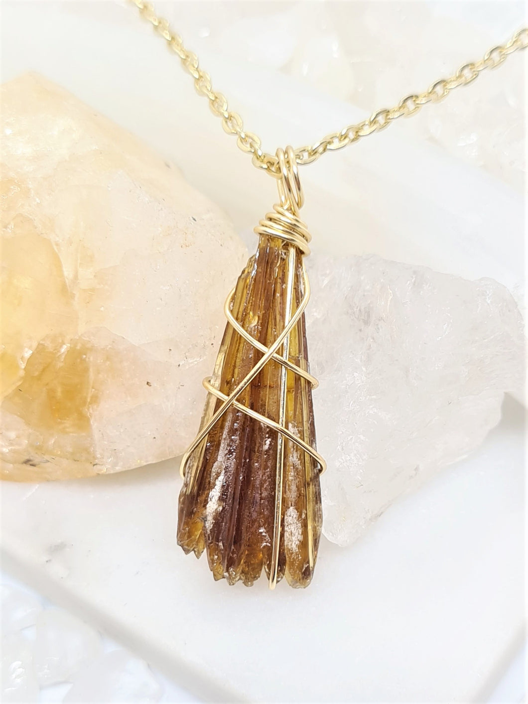 Honey / Amber Calcite Crystal - Gold 20 Inch length