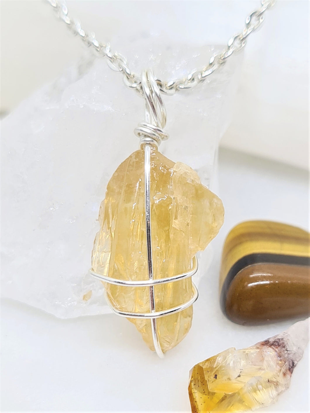 Honey Calcite Crystal - Silver 20 Inch length