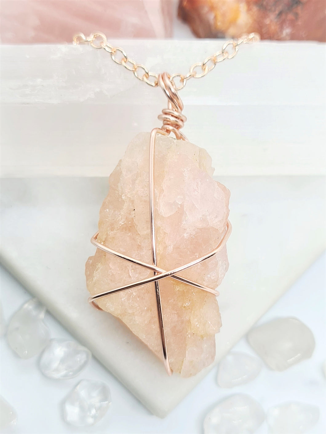 Morganite Rough  - Rose Gold 24 Inch length