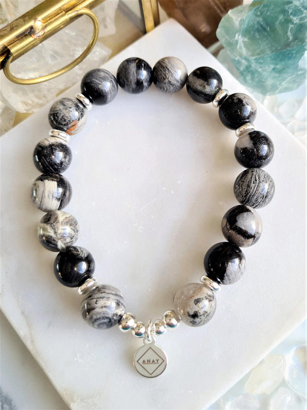 Silver Leaf Jasper Bracelet - Silver