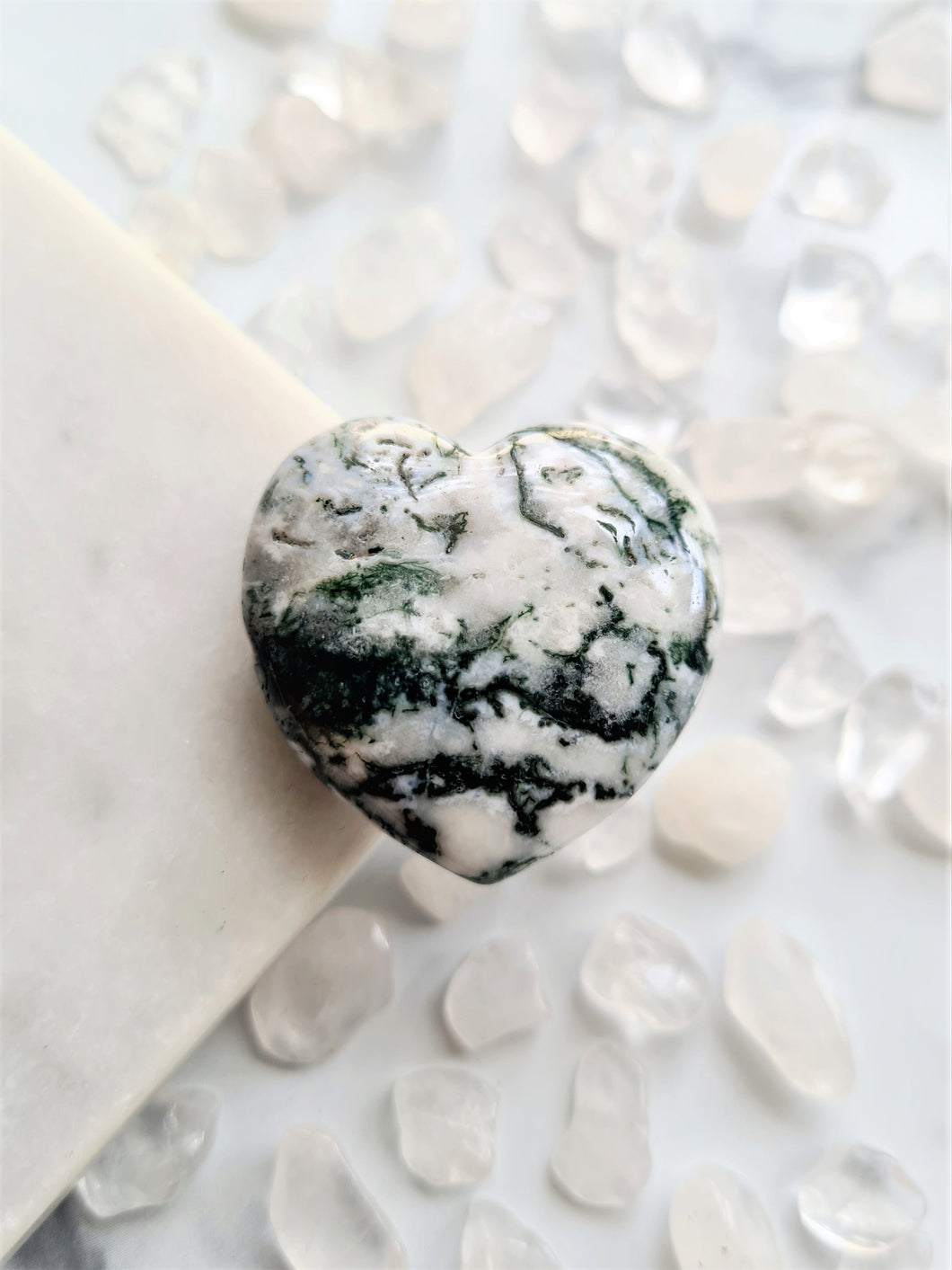 Tree Agate Heart - 30mm - Semi Puff